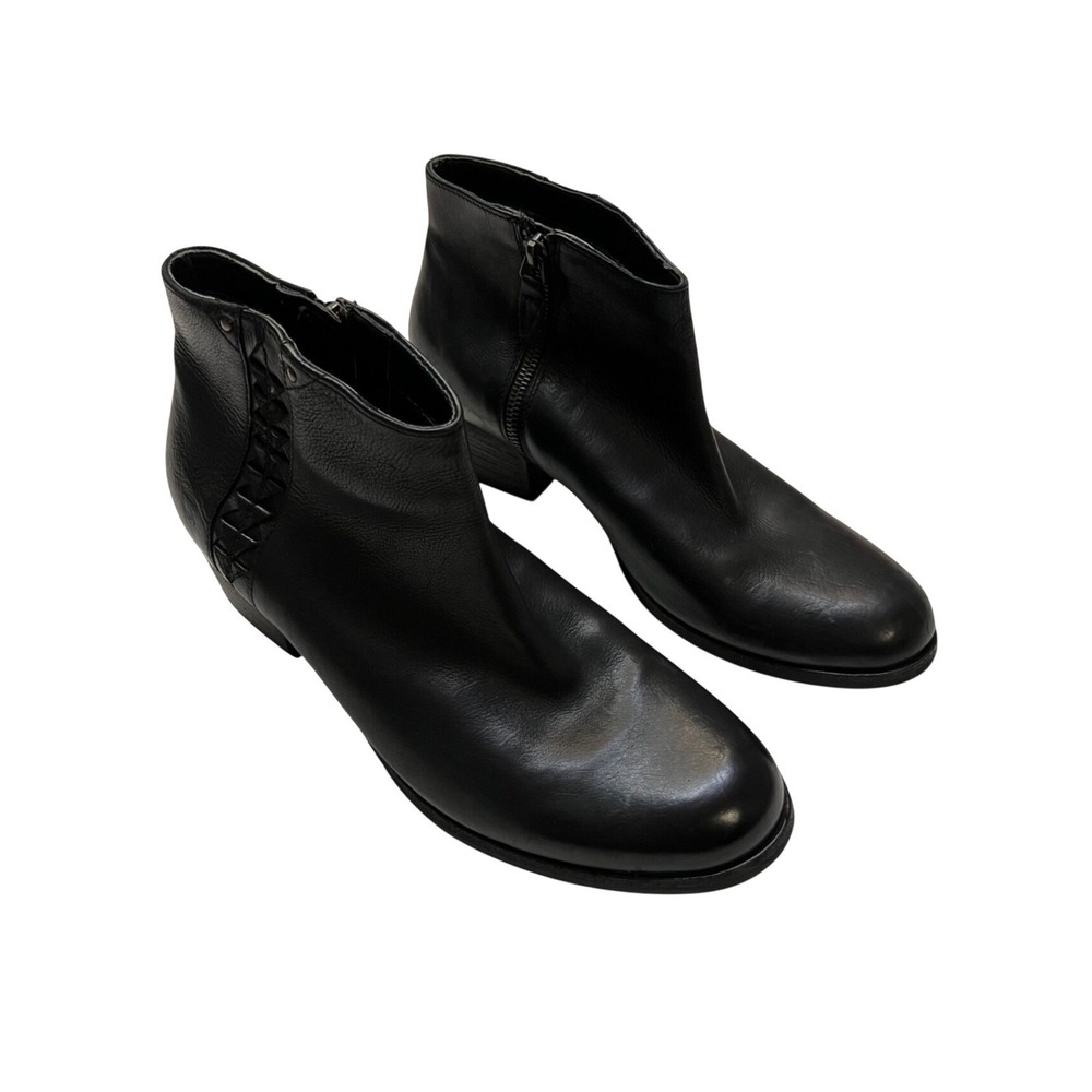 Clarks Maypearl Fawn Black Side Zip Leather Braided Detail Ankle Boots Size 10